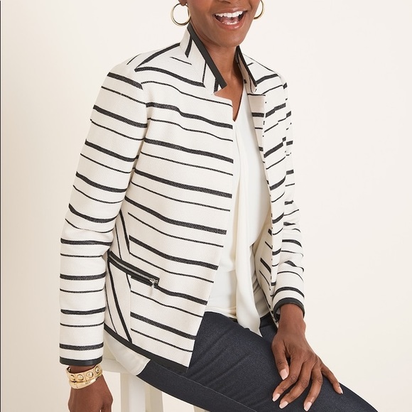 Chico’s Neutral Striped Blazer - Picture 4 of 6
